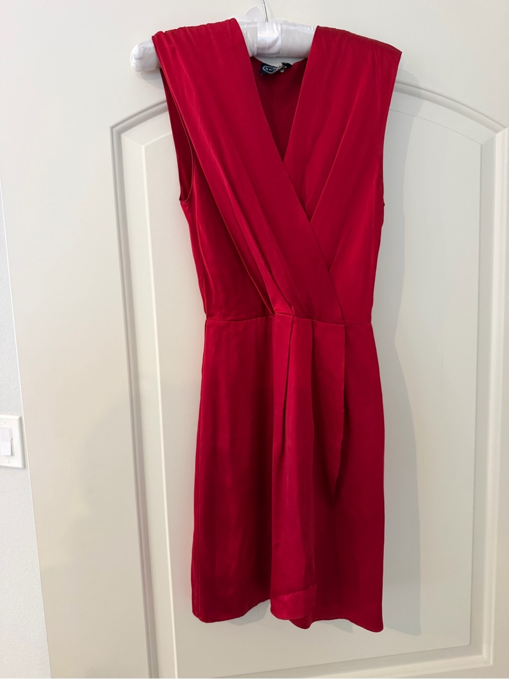 Red SCOOP Sleeveless V-Neck Wrap Dress